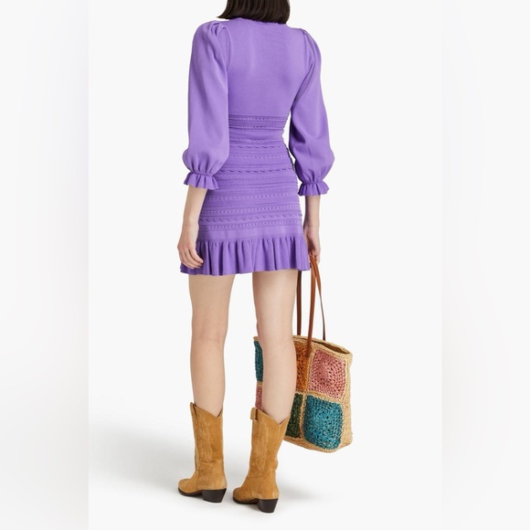 Sandro Purple Pointelle Knit Mini Dress sz 38 - Picture 3 of 15